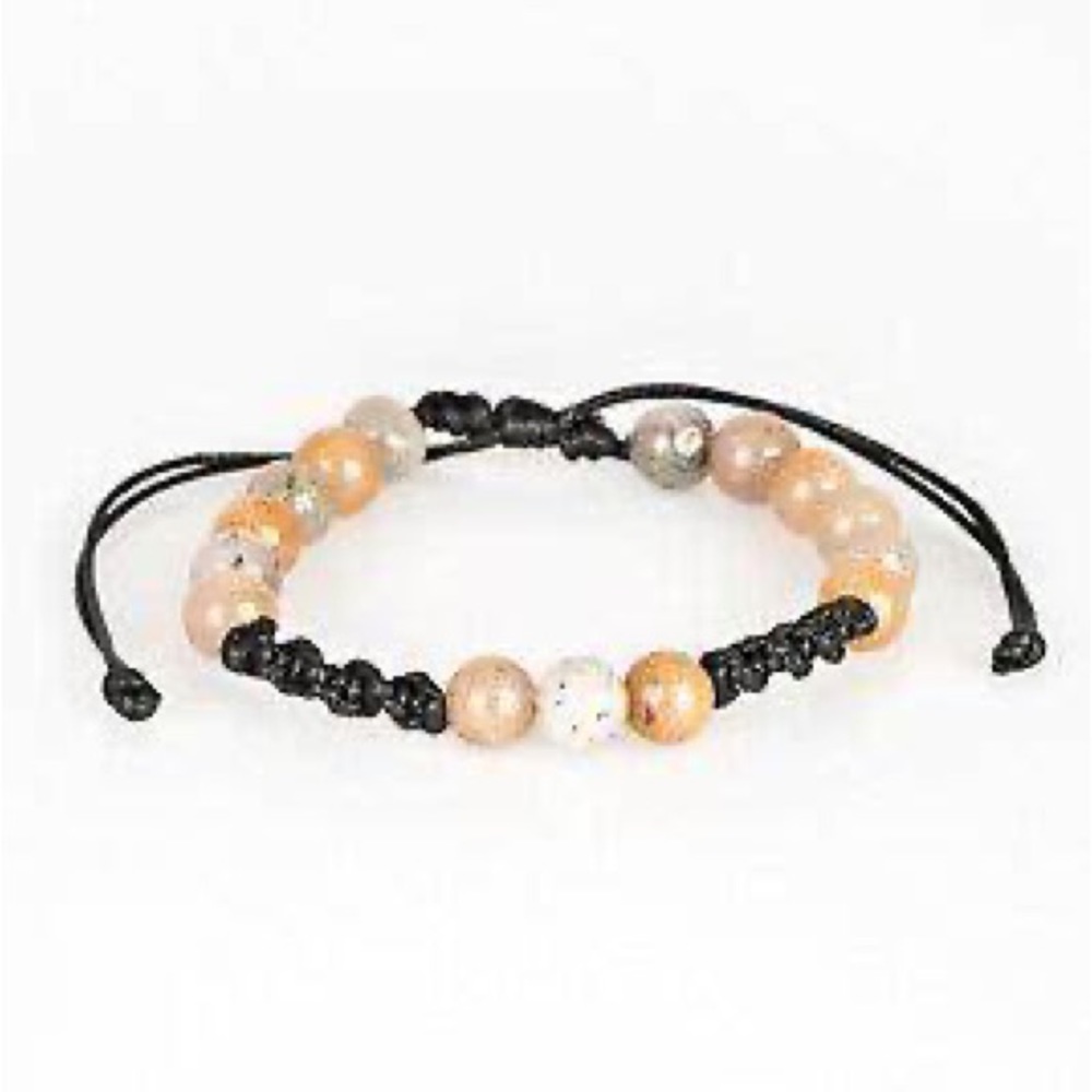 Brown beads adjustable sliding knot bracelet.